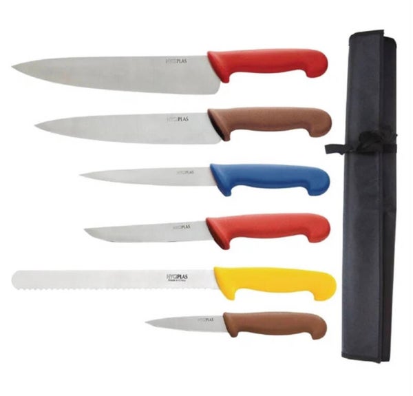 Hygiplas Colour Coded Chefs Knife Set with Wallet