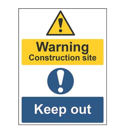 ESSENTIALS "WARNING CONSTRUCTION SITE KEEP OUT" SIGN 400MM X 300MM