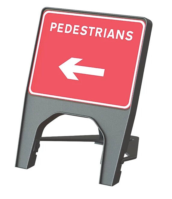 MELBA SWINTEX Q SIGN RECTANGULAR "PEDESTRIAN LEFT" TRAFFIC SIGN 610MM X 775MM