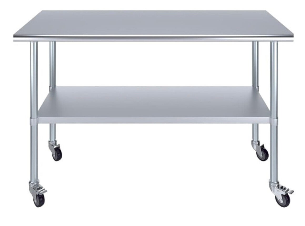 Commercial Mobile Stainless Steel Work Table Bottom shelf
