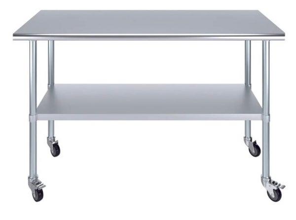 Commercial Mobile Stainless Steel Work Table Bottom shelf