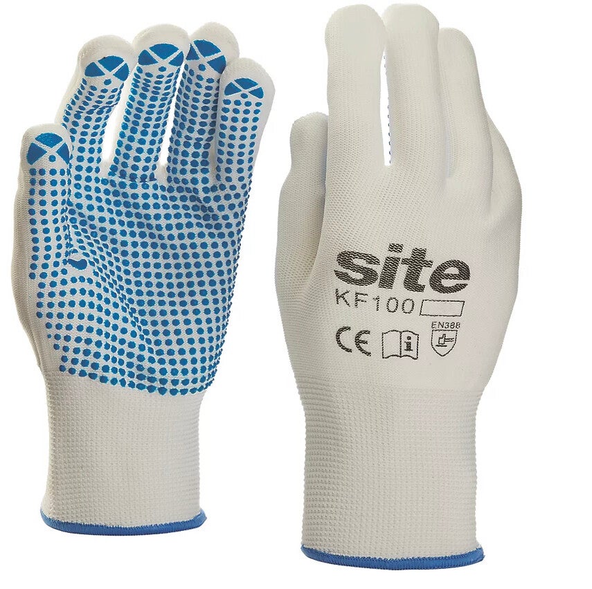 SITE PVC DOT GRIPPER GLOVES WHITE