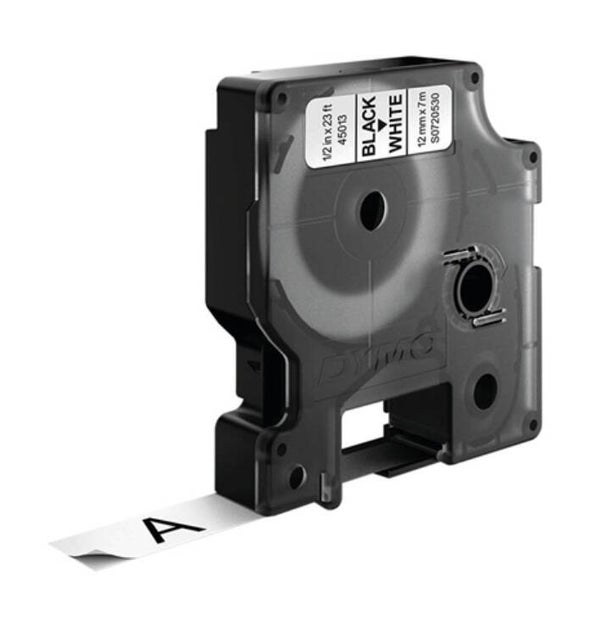 Dymo 45013 D1 LabelMaker Tape 12mm x 7m Black on White S0720530