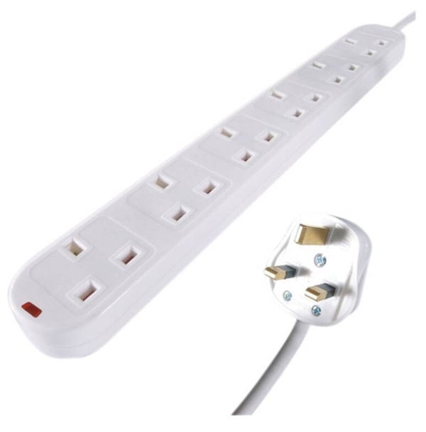 Connekt Gear 5m 6-Way Surge Protection Extension Lead White