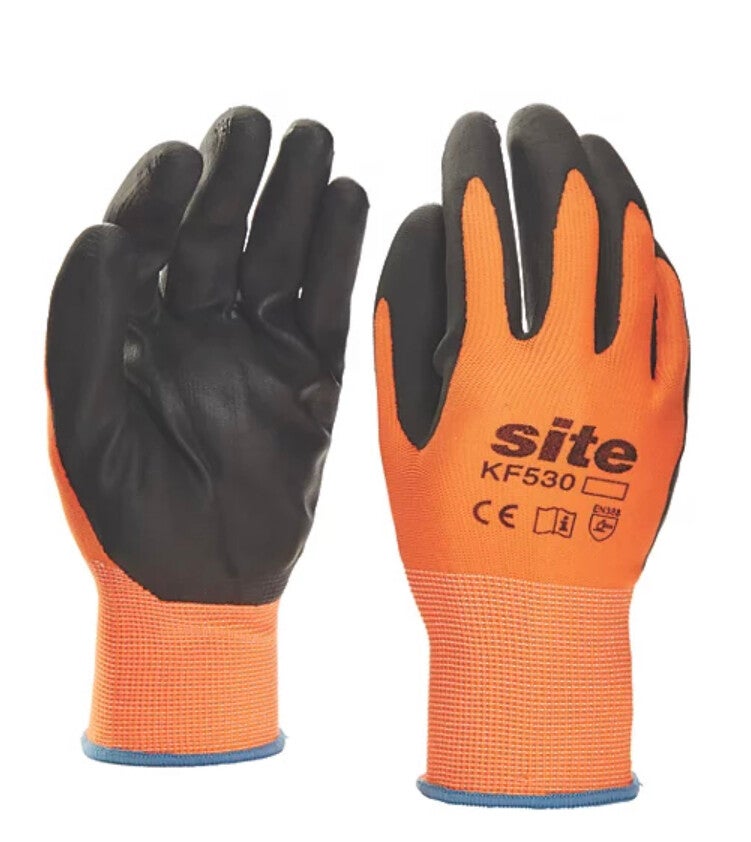 SITE TOUCHSCREEN NITRILE FOAM GLOVES ORANGE / BLACK