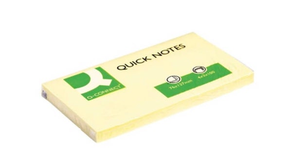 Q-Connect Quick Notes 76 x 127mm Yellow