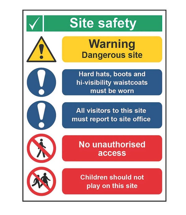 ESSENTIALS "SITE SAFETY" SIGN 400MM X 300MM