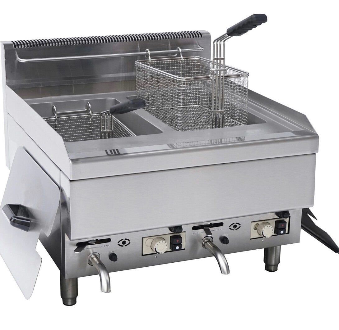 Commercial Gas Fryer 10+10L Countertop 8kW