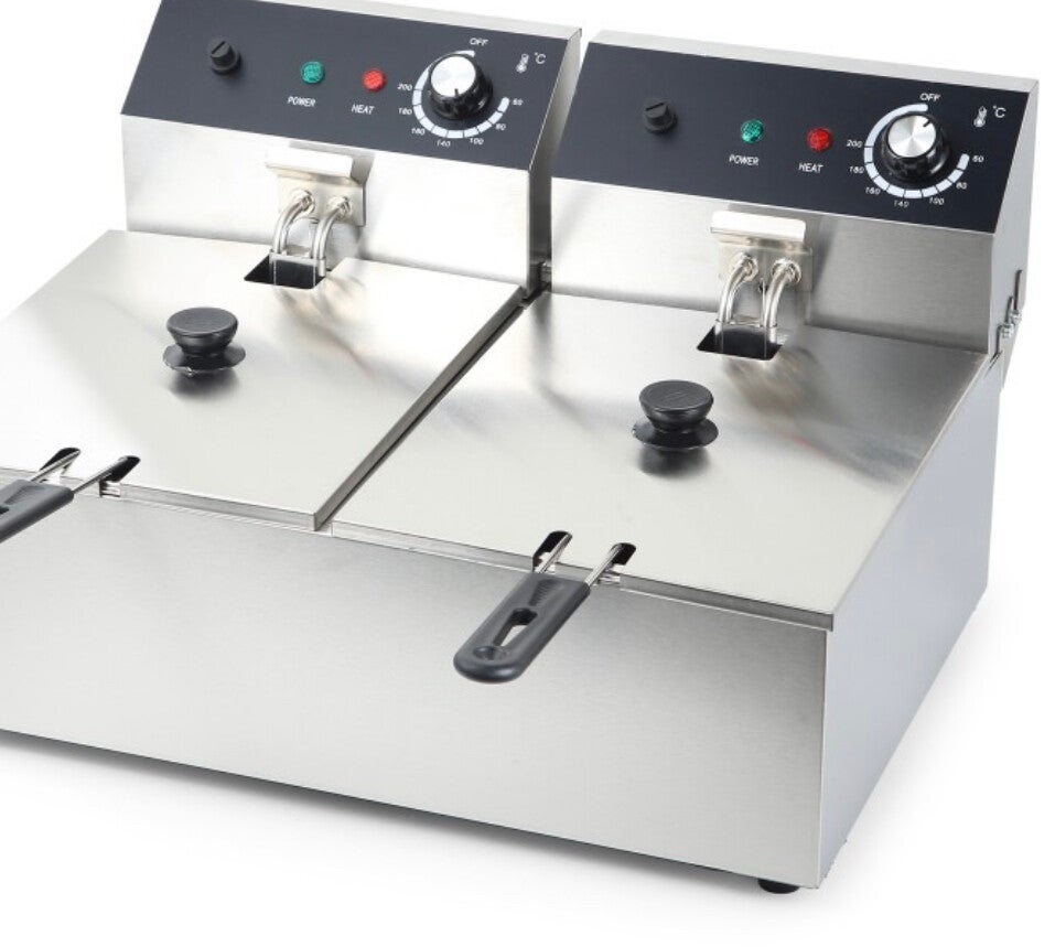 Commercial Fryer Double Electric 2x6 litre 5kW Countertop