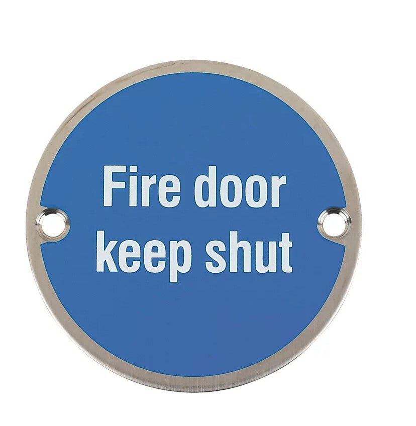 ESSENTIALS FIRE DOOR KEEP SHUT SIGN 76MM