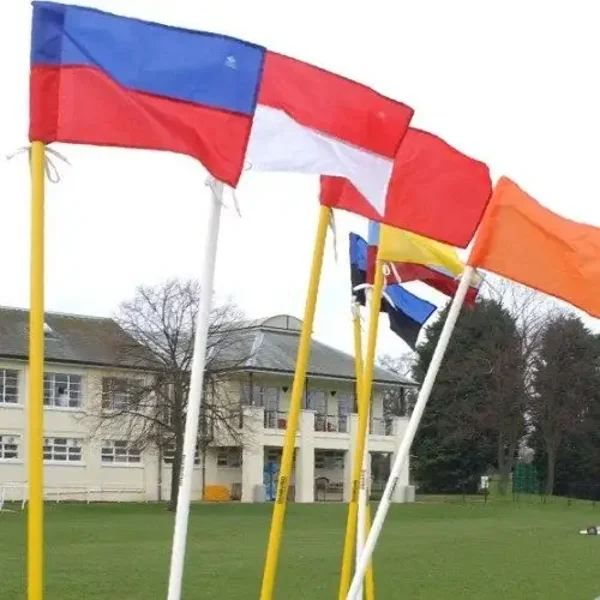 Multi Coloured Corner Poles and Flags