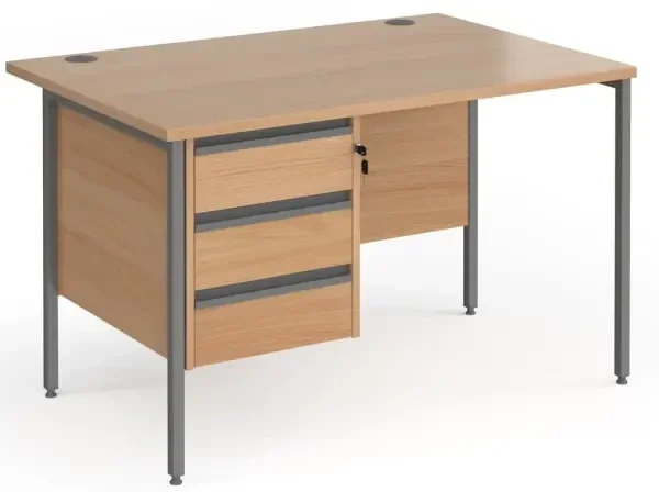Dams Contract 25 Rectangular Desk with Straight Legs and 3 Drawer Fixed Pedestal