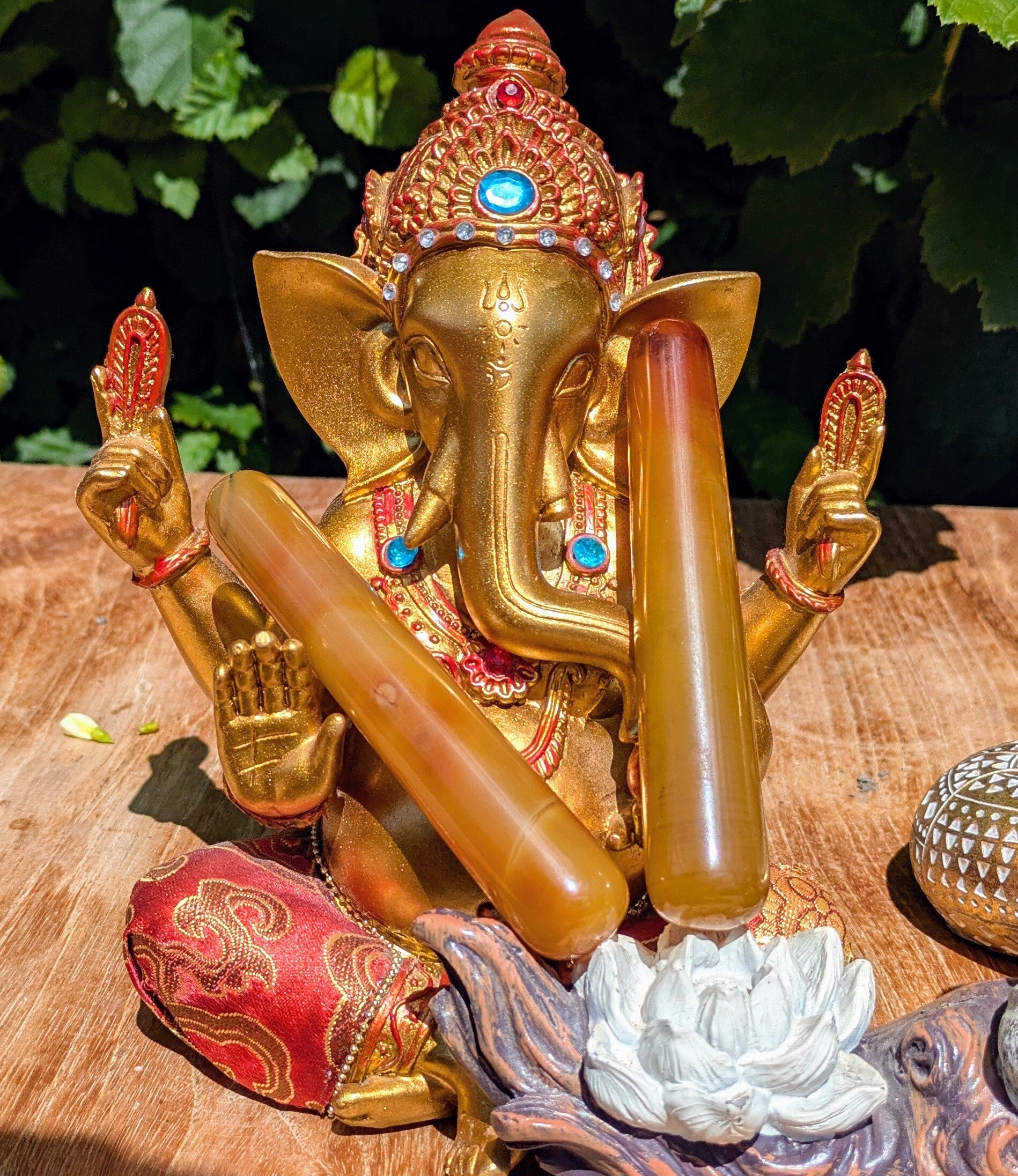 Lot de 2 Bâtons de Massage en Cornaline – 110 mm – Qualité A+