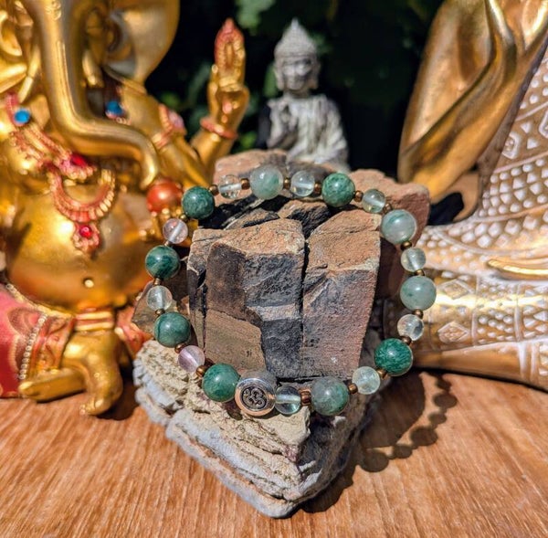 Bracelet en Budstone 8 mm et Fluorite 6 mm – Harmonie & Clarté – Pierre Naturelle