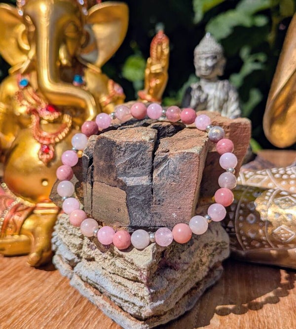 Bracelet en Quartz Rose, Rhodonite & Kunzite – 6 mm