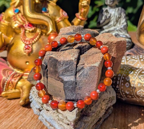 Bracelet en Cornaline & Jaspe Rouge – 6 mm