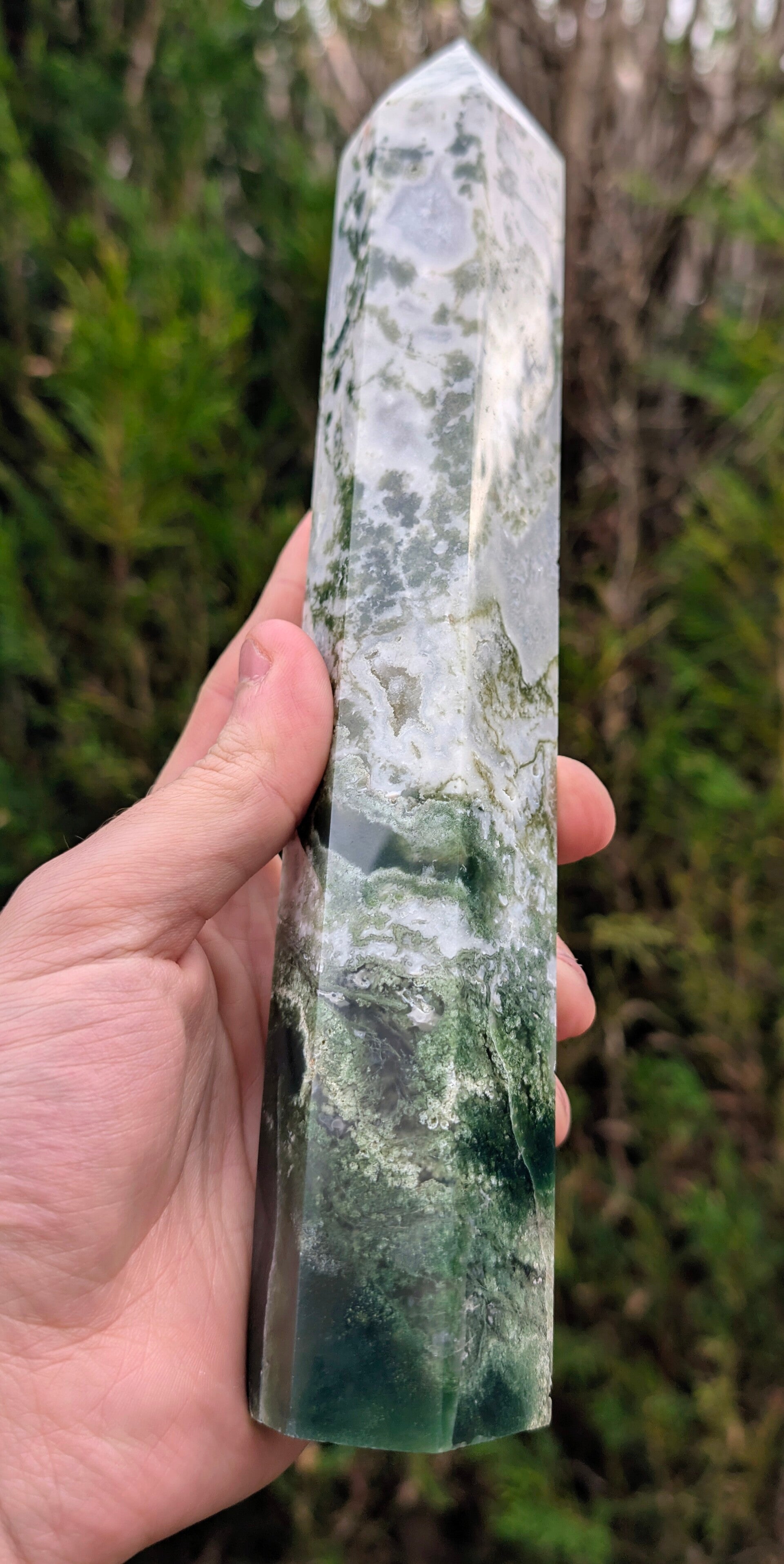 Tour en Agate Mousse - Obélisque de Collection (751 g)