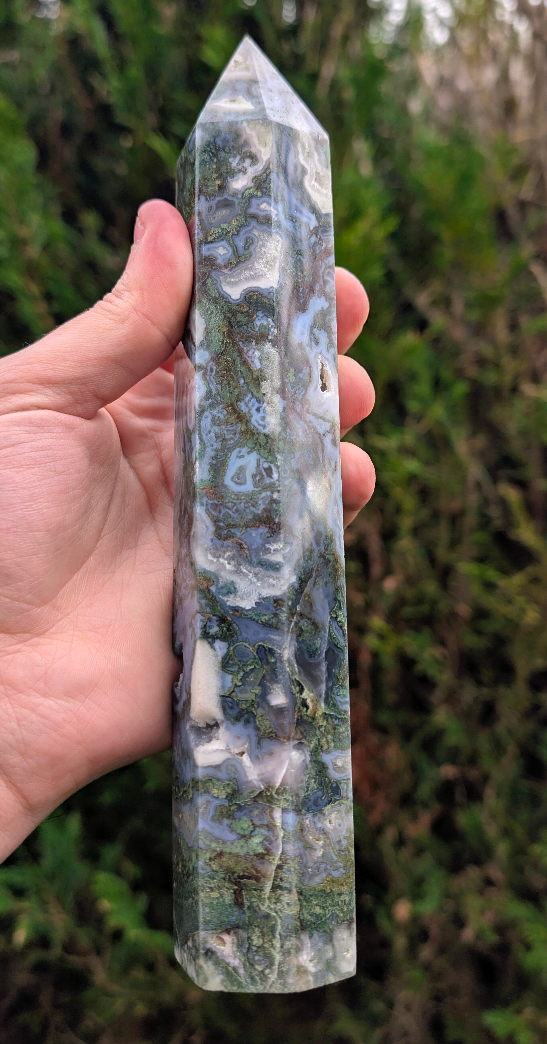 Tour en Agate Mousse - Obélisque de Sérénité (606 g)