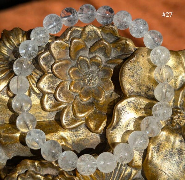 Bracelet en Cristal de Roche Craquelé de 8 mm