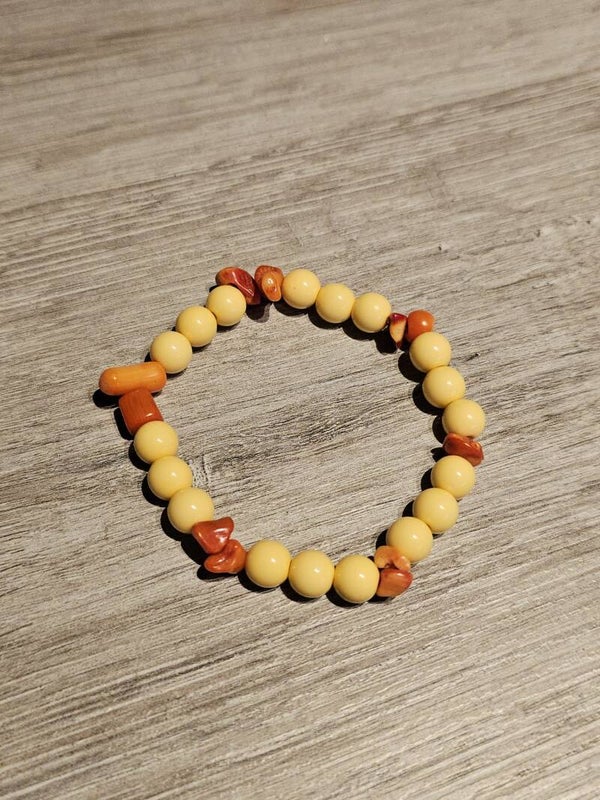 🌞 Sunny Vibes Armband – Geel & Oranje kralen