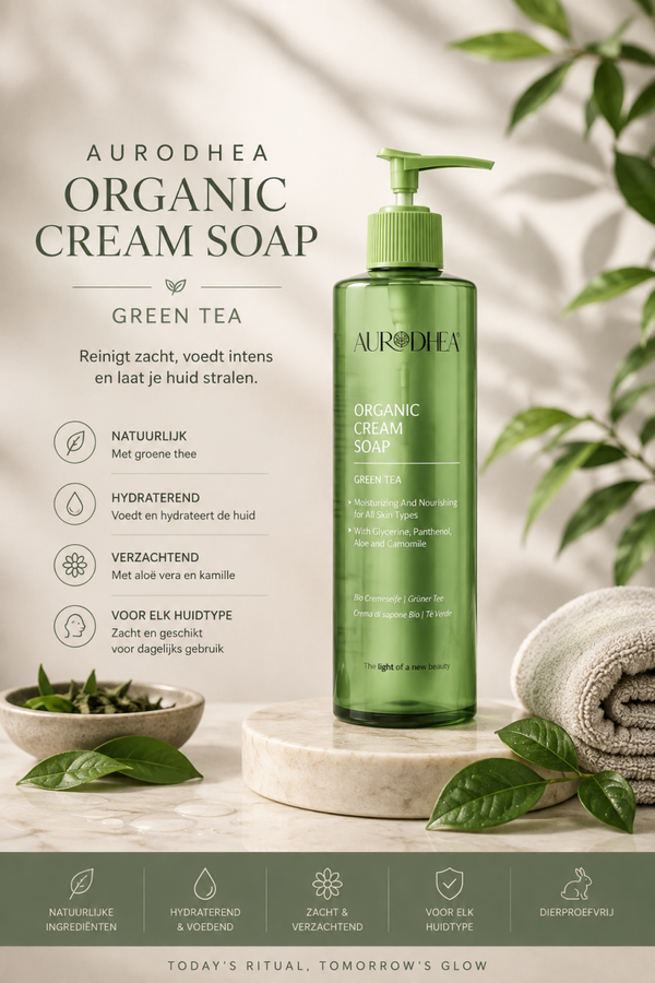 Aurodhea Organic Cream Soap Green Tea – Hydraterende Crèmezeep 260ml