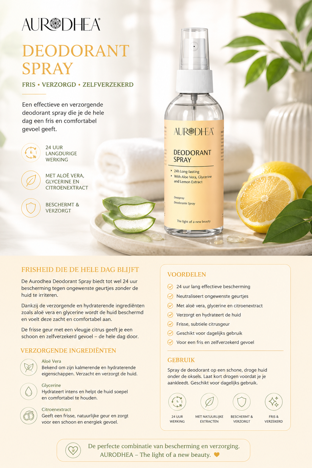 Aurodhea Deodorant Spray – 24 uur fris & verzorgd 🍋🌿