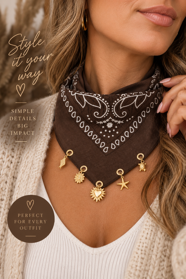Bruine Bandana met Goudkleurige Bedels 🤎✨