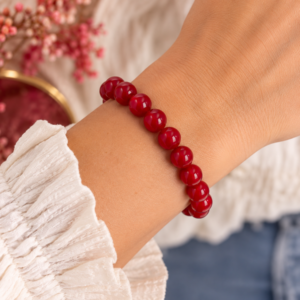 ❤️ Rode Kralen Armband met Goudkleurige Sluiting