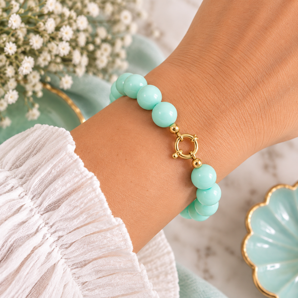 💚 Mintgroene Kralen Armband met Goudkleurige Sluiting
