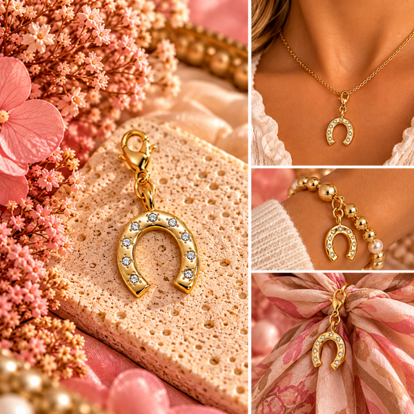 ✨ Gouden Hoefijzer Bedel met Strass