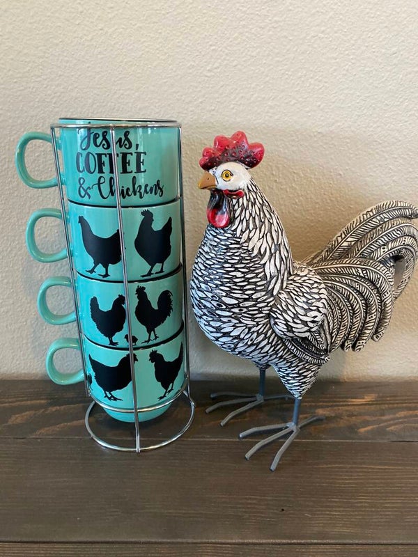Jesus, Coffee & Chicken stacking mug set