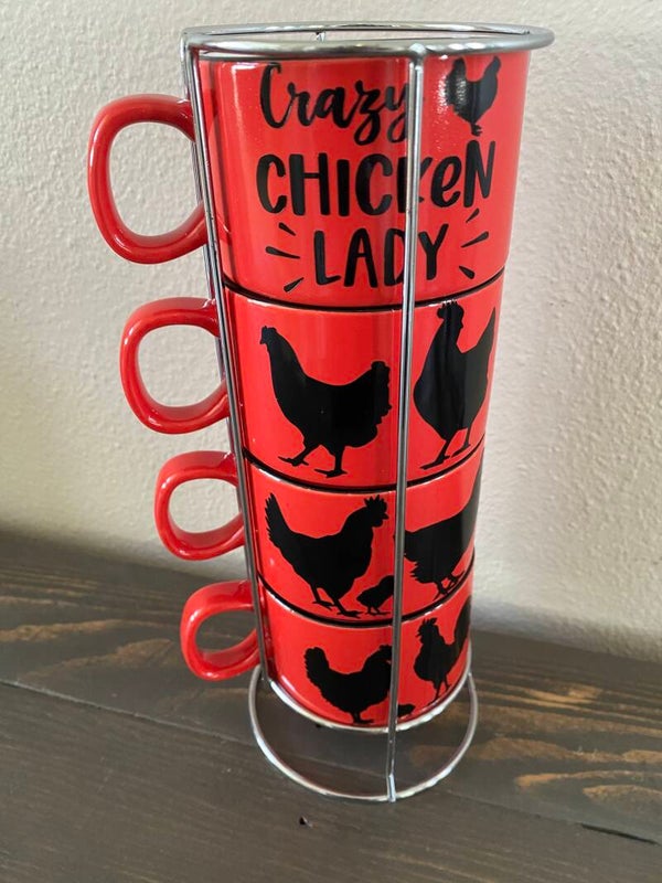 Crazy Chicken Lady Stacking Mug Set