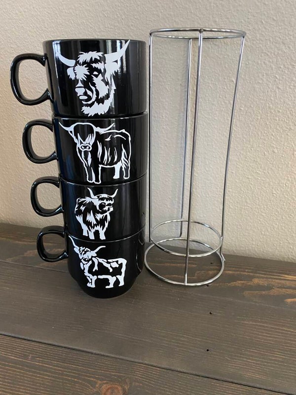 Highland Cow Stacking Mug Set
