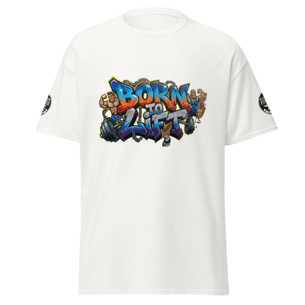 Unisex Born to lift tee shirt double sided print