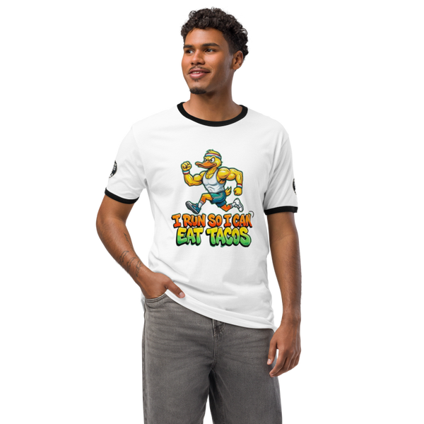 Unisex I run so I can eat tacos ringer tee shirt double sided print