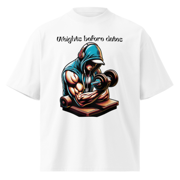 Weights before dates oversized unisex Tee