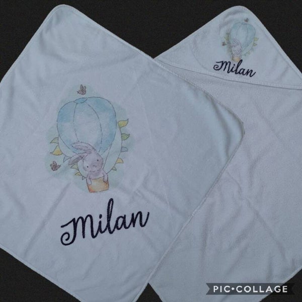 Badcape met naam en afbeelding