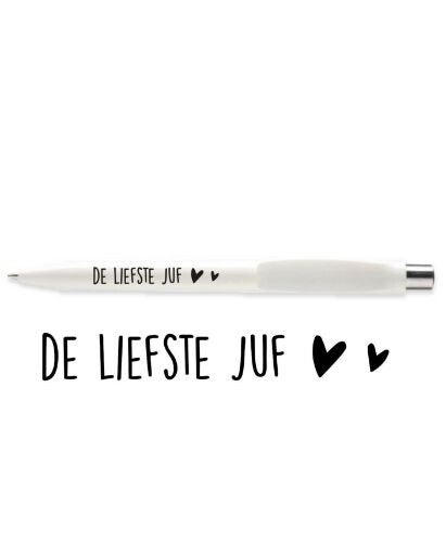 Pen "De liefste juf" wit