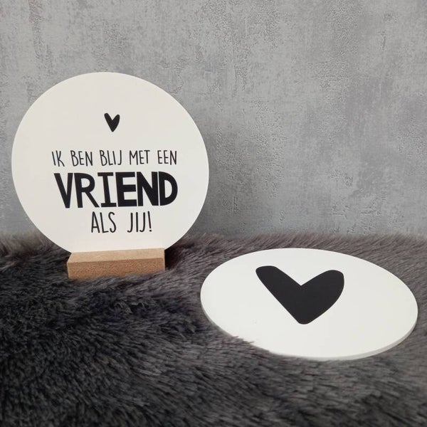 Een cirkel met een boodschap "Ik ben blij met een vriend als jij!"