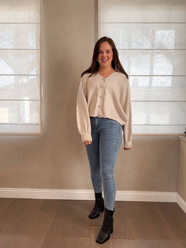 Twisted cardigan beige