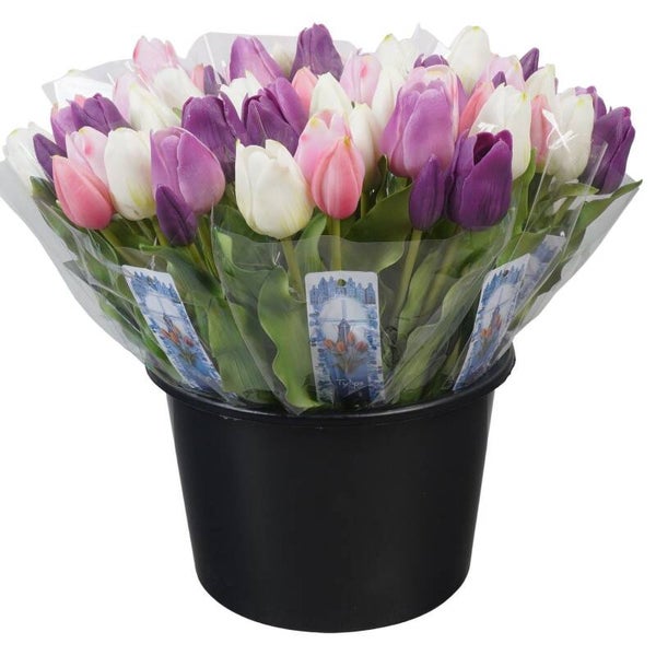 Zijde Bloem Bos Tulpen Mix Paars 31cm