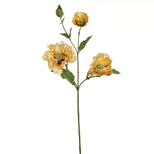 Zijde Bloem Poppy Spray Geel 65cm