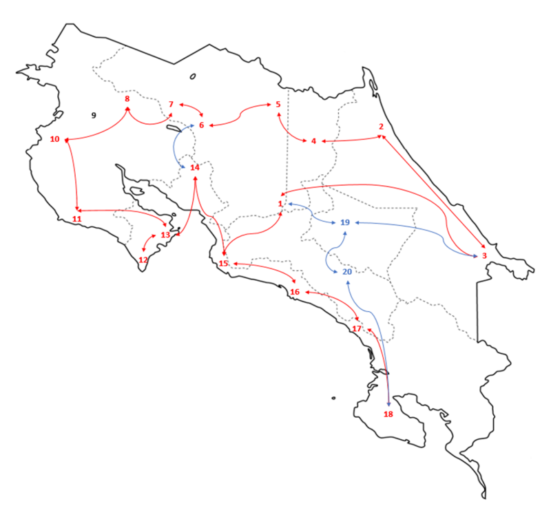 The Full Itinerary Map Costa Rica
