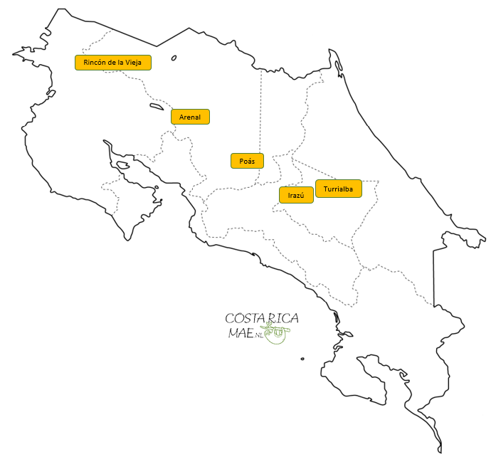 Volcano Map Costa Rica