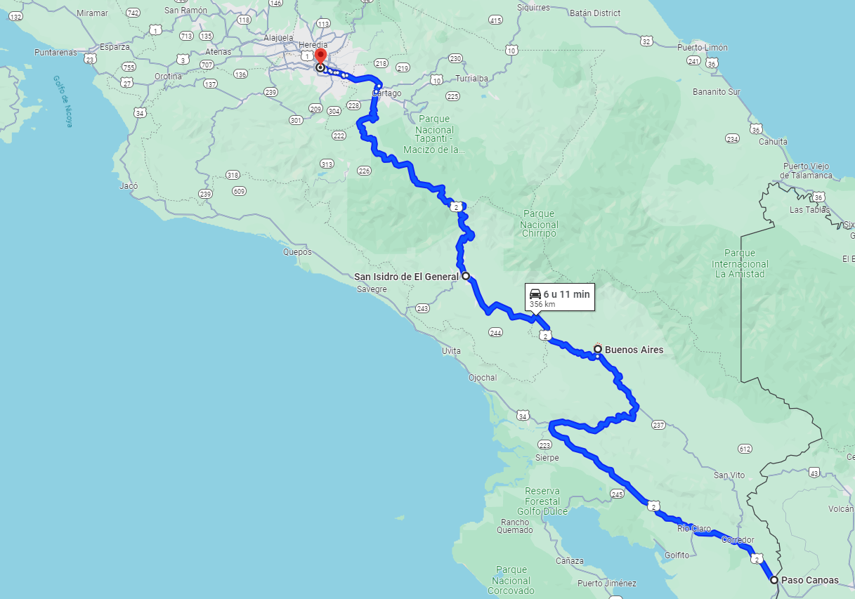Ruta 2 Map Costa Rica