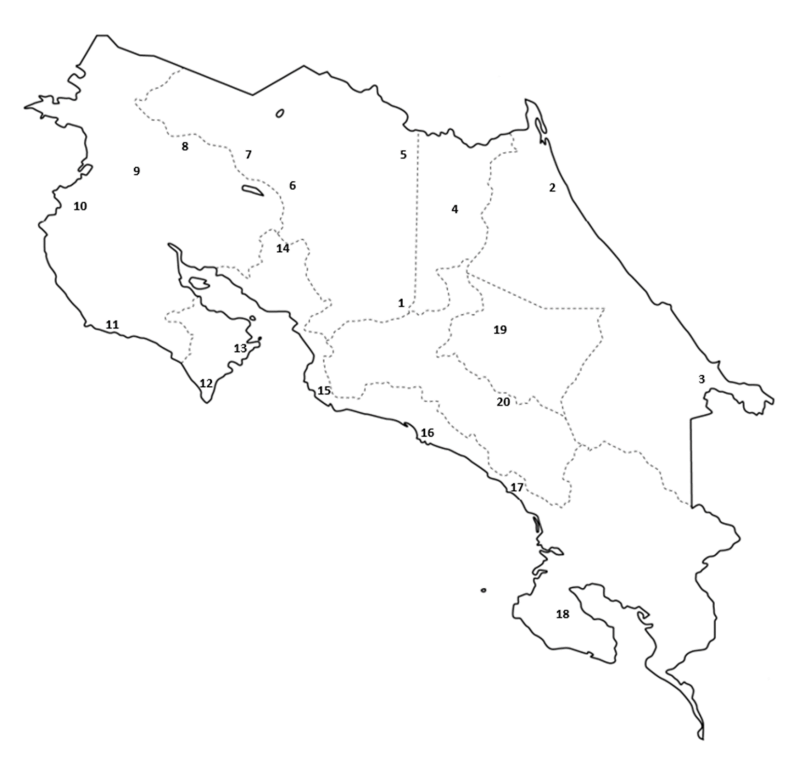 Itinerary Points Map Costa Rica