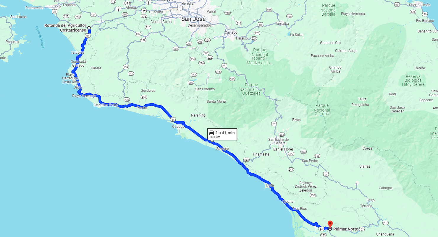 Ruta 34 Map Costa Rica