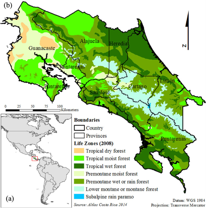 Ecosystems Map of Costa Rica
