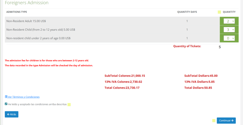 SINAC Online Reservation Costa Rica