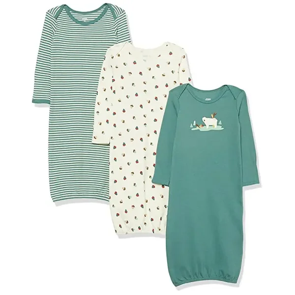 Amazon Essentials Gigoteuses en coton unisexe pour bébés, lot de 3, ivoire, forêt, 6 mois